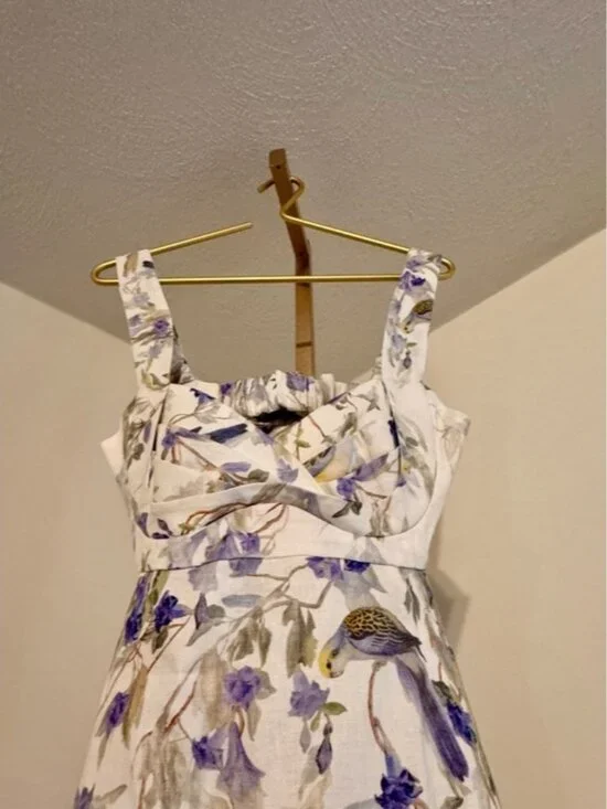 Zimmermann White Maxi Dress with Purple Floral Print - Picture 4 of 9